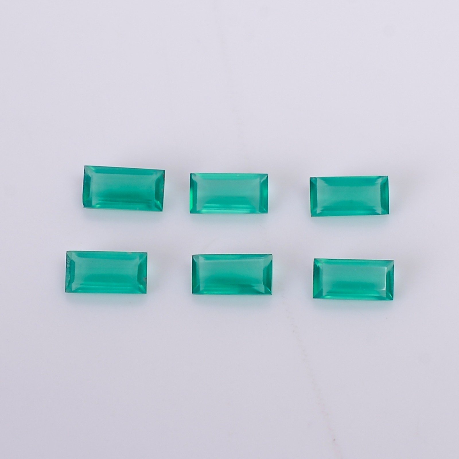 Natural Green Onyx Baguette Checker Cut Loose Gemstone