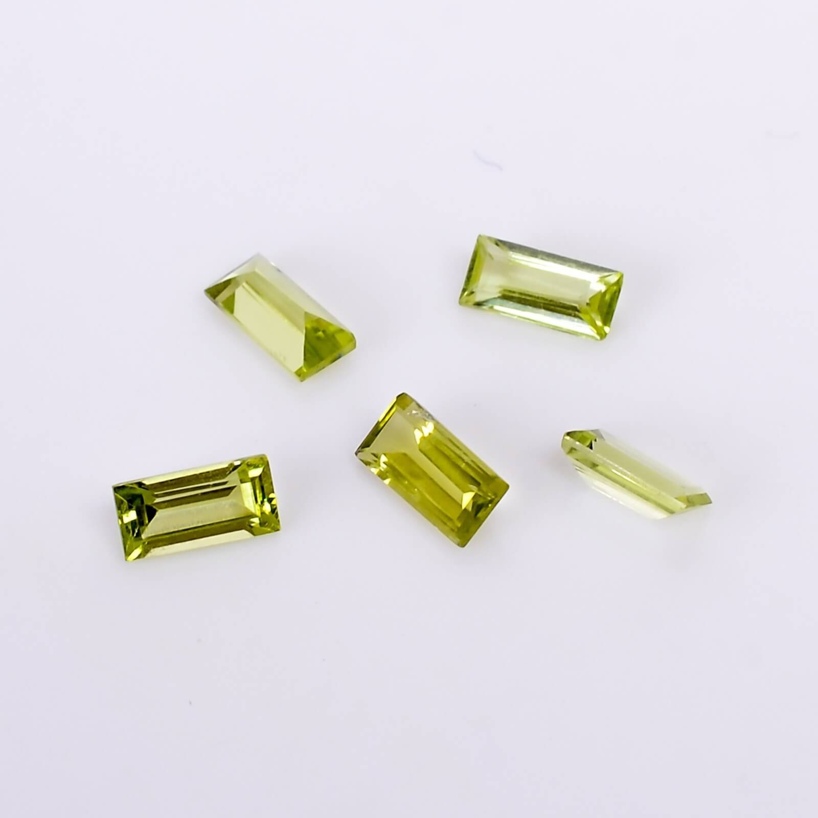 Certified Natural Peridot Green Rectangle Baguette 2x4MM Gemstone for Sale