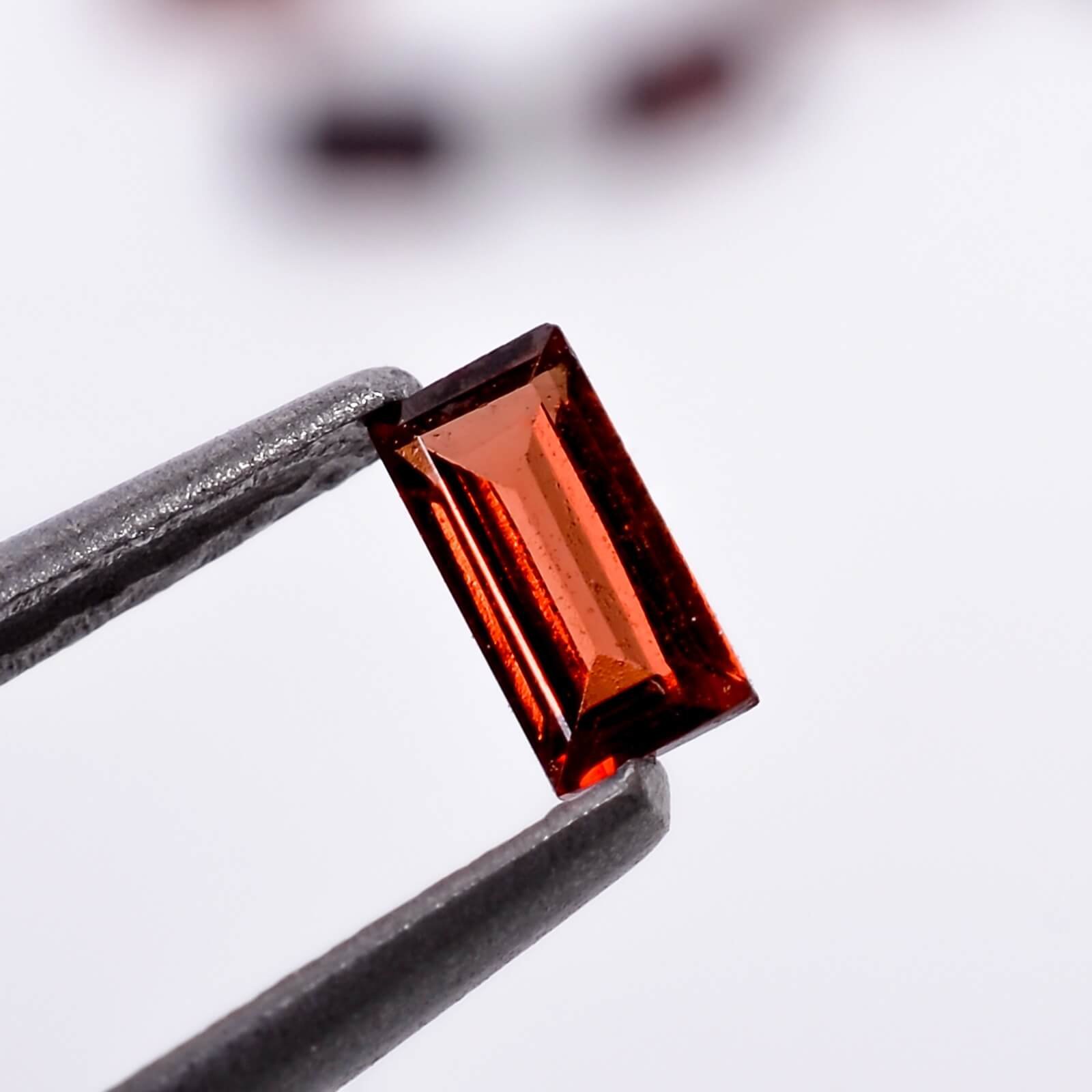Natural Red Garnet Baguette Cut Faceted Gemstone 0.20 Carat Loose Stone