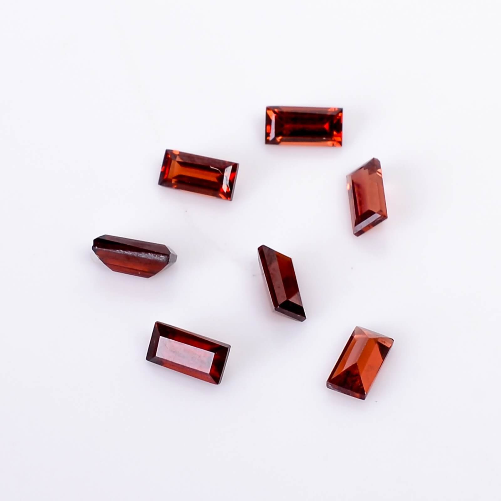 red-garnet-rectangle-baguette Loose Red Garnet Gemstone 0.20ct Baguette Faceted Cut for Custom Jewelry