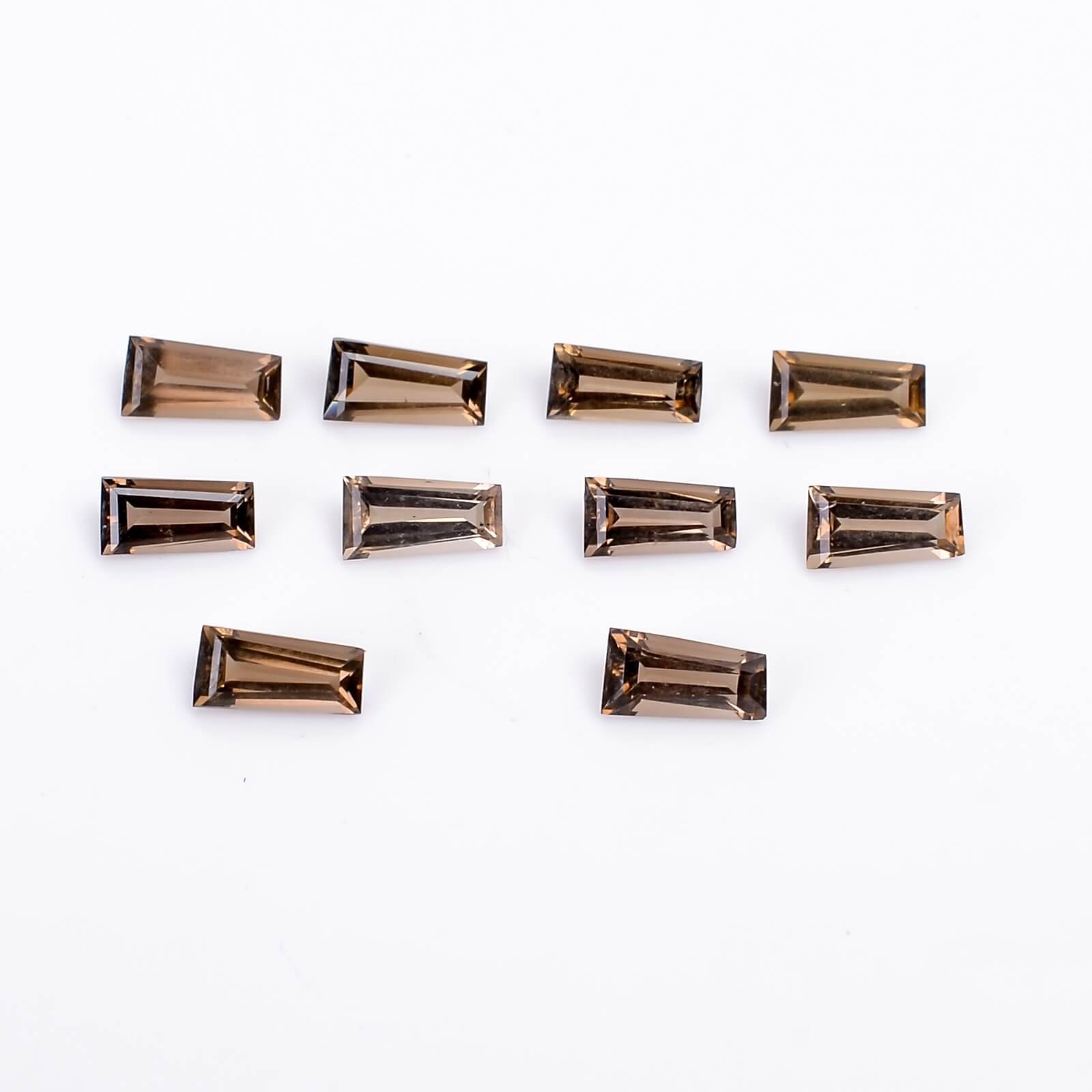 High Quality Smoky Quartz 0.10 Carat Tapered Baguette Faceted Loose Gemstone 2x3x4mm