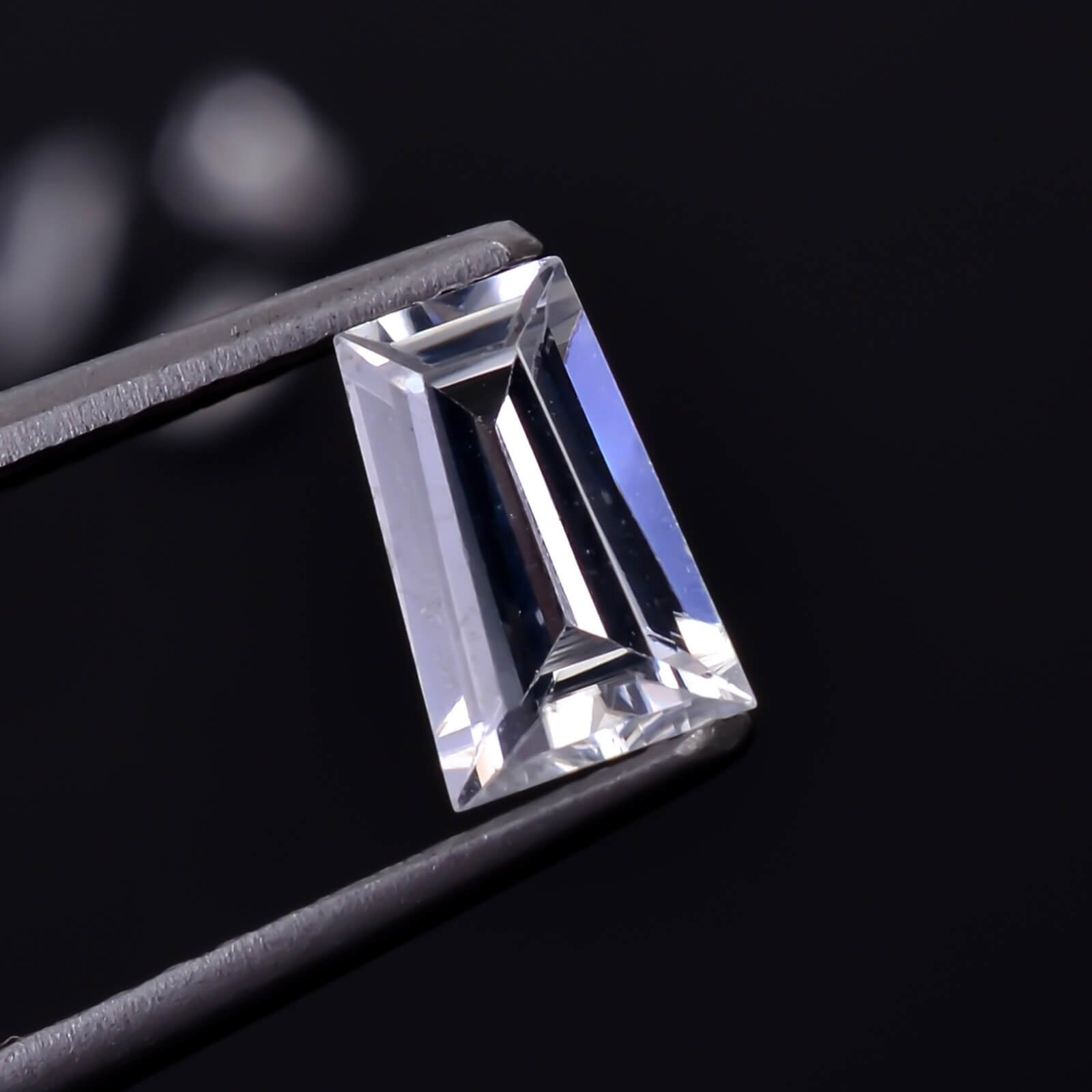 Loose Natural White Zircon 0.20 Carat Tapered Baguette Cut Stone